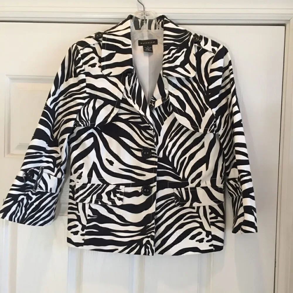 Rafaella Jacket  Zebra Stripes Denim Size Small